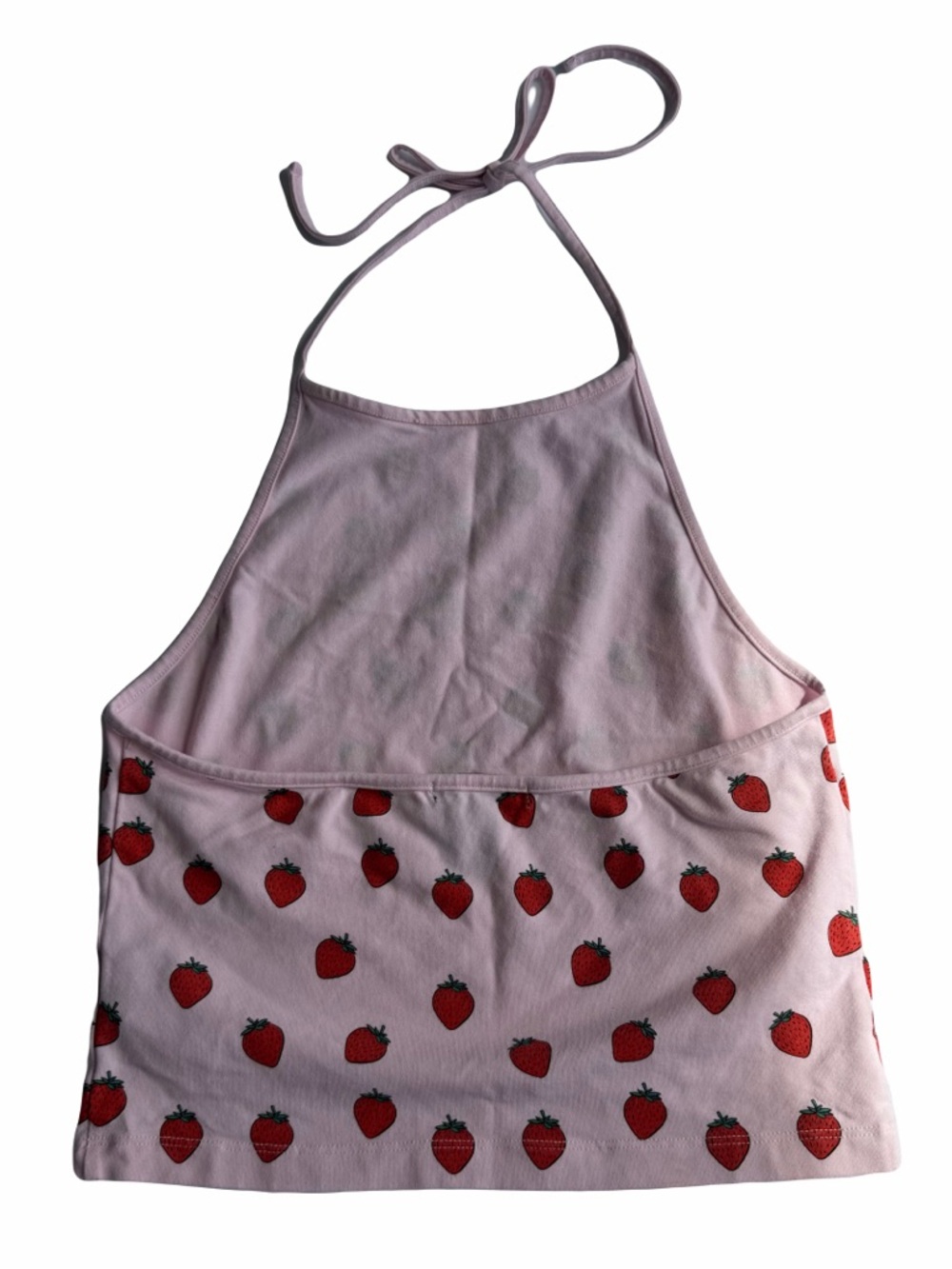 Pink Strawberry Halter Crop Top - Picture 2 of 3